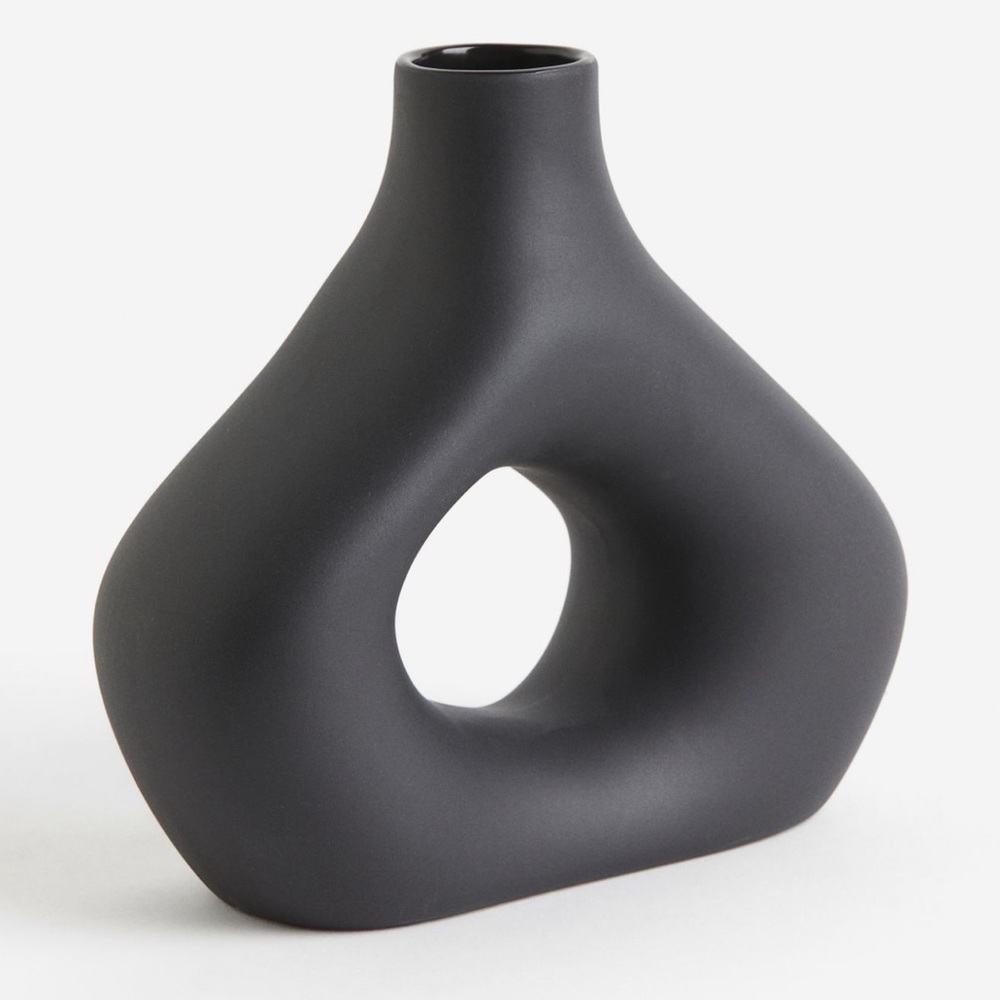 Black Stoneware Vase (Excellent Condition)
